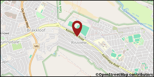 a map with a pin at -34.12984,18.40766